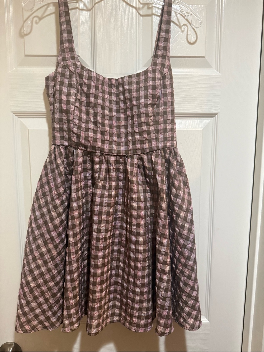 Princess Polly Pink and Brown Gingham Sleeveless Dress